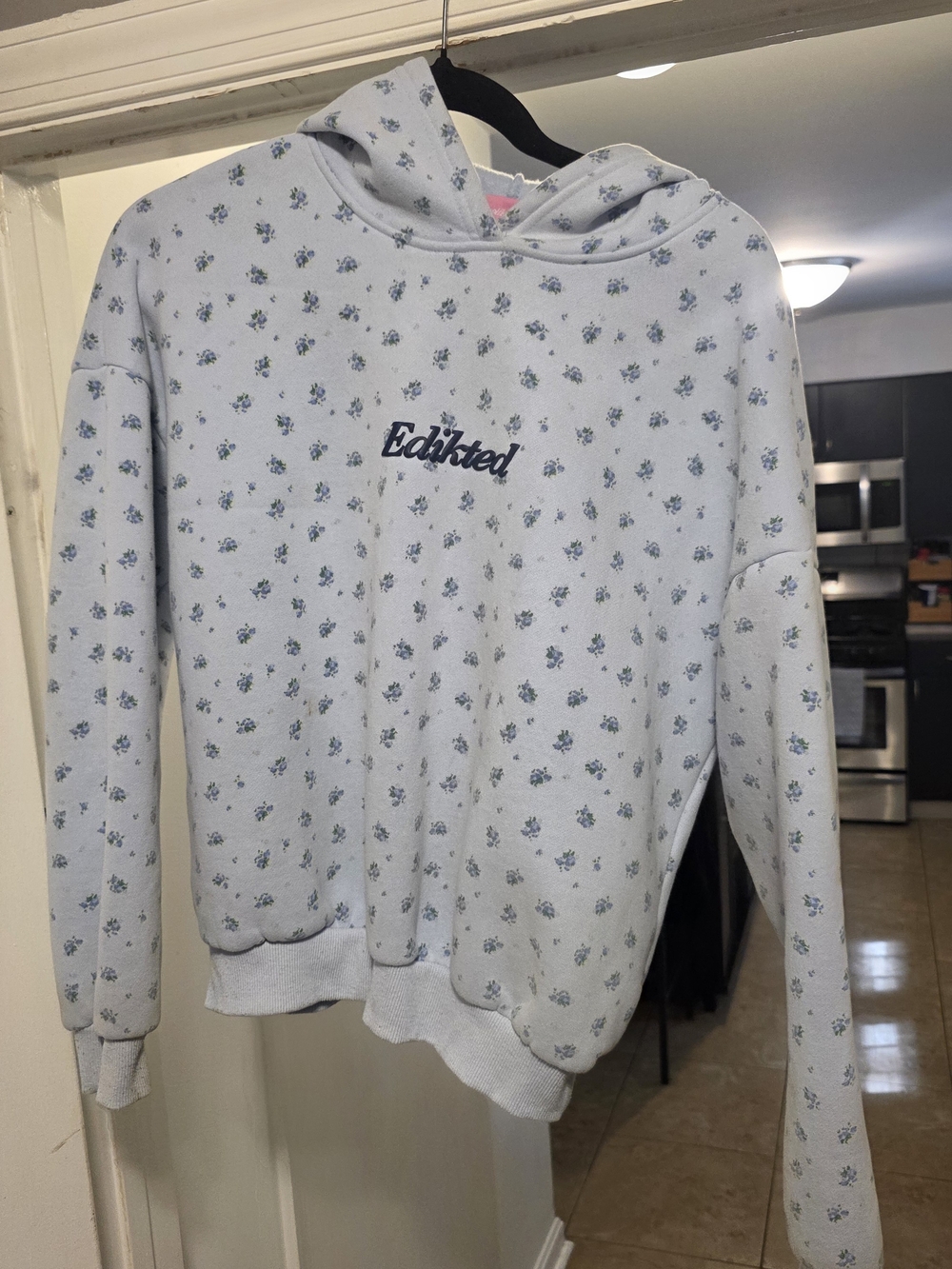 Edikted Light Blue Floral Hoodie